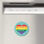 Aimant Rainbow Pride Heart Enregistrer la date (In Situ (Lave-vaisselle))
