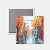 Aimant Rainy Day à Boston | Aquarelle MA Travel (Recto/Verso)