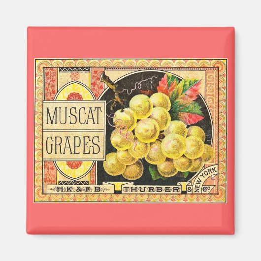 Aimant Raisins de Mascate de Thurber - Étiquette Vintage (Devant)
