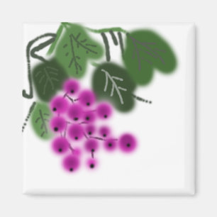 Aimant raisins violets et feuilles vertes