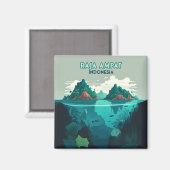 Aimant Raja Ampat Indonésie Sous-marin Scuba Retro (Recto/Verso)