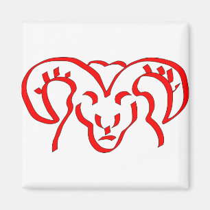 Aimant Ram Red Horns Animal Mammal Bull Herbe domestique