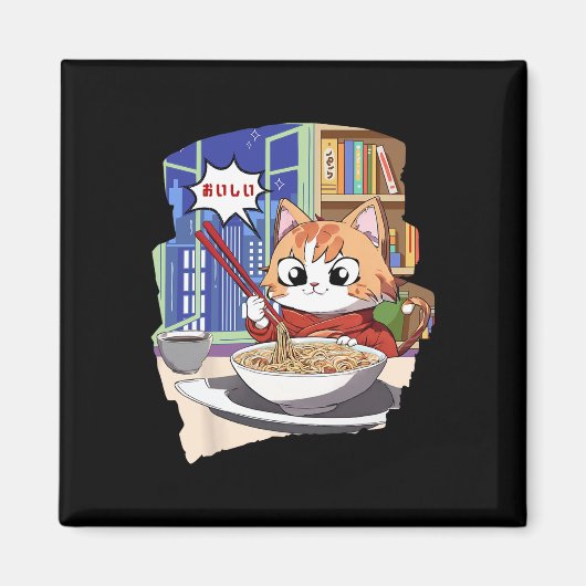 Aimant Ramen Kawaii Cat Anime (Devant)