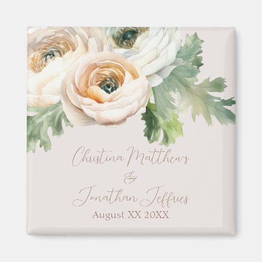 Aimant Ranunculus romantiques pêche sur ivoire (Devant)