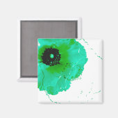 Aimant ranunculus turquoise et blanc (Recto/Verso)