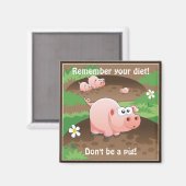 Aimant Rappel de régime drôle de porc (Recto/Verso)