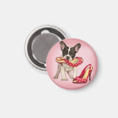 Aimant Raquette à pointes en français bulldog et polka (Recto/Verso)