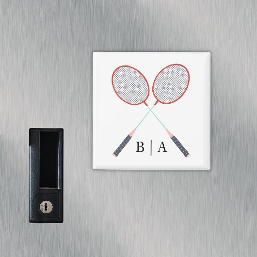 Aimant Raquettes de badminton sur mesure Monogramme