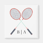 Aimant Raquettes de badminton sur mesure Monogramme (Devant)