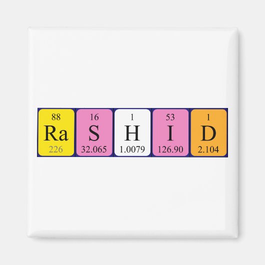 Aimant Rashid'aimant nom de table périodique (Devant)