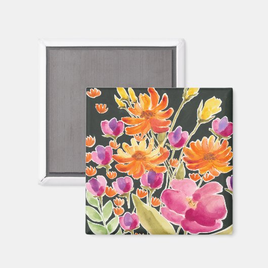 Aimant Rassemblement splendide - Fleurs roses et orange (Recto/Verso)