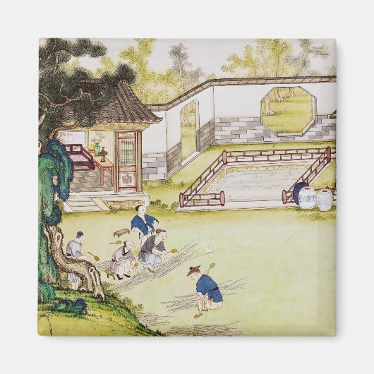 Aimant Rassembler du bambou pour faire du papier (Devant)