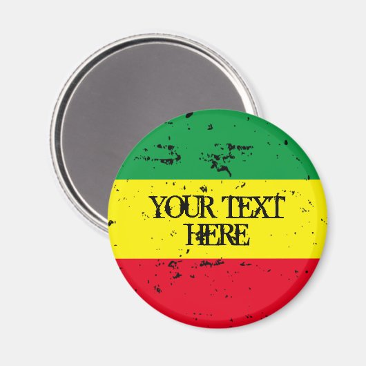 Aimant Rastafarian flag vert jaune rouge rayures frigo (Recto/Verso)