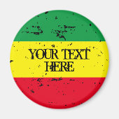 Aimant Rastafarian flag vert jaune rouge rayures frigo (Devant)