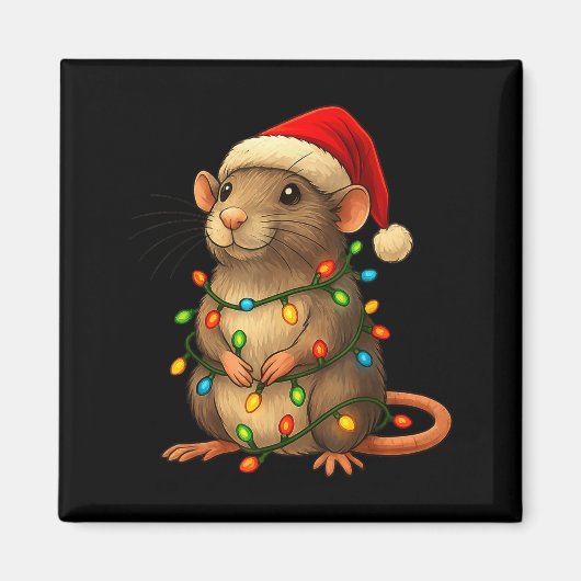 Aimant Rat Christmas Pajama Funny Xmas Lights Animals Lov (Devant)