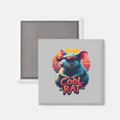 Aimant Rat cool avec lunettes de soleil Retro Sunset Desi (Recto/Verso)