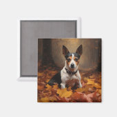 Aimant Rat Terrier à l'automne Feuilles automne Inspire (Recto/Verso)