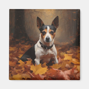 Aimant Rat Terrier à l'automne Feuilles automne Inspire