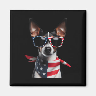 Aimant Rat Terrier Chien 4 juillet l'indépendance américa