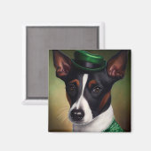 Aimant Rat Terrier Chien en robe de fête St. Patrick (Recto/Verso)