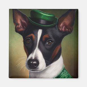 Aimant Rat Terrier Chien en robe de fête St. Patrick