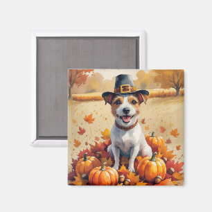 Aimant Rat Terrier dans l'art des feuilles d'automne de T