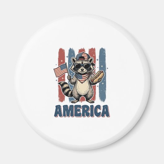 Aimant Raton laveur patriotique America conception de t-s (Devant)