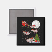 Aimant Rats Santa Sleigh Flying Funny Magical Christmas T (Recto/Verso)