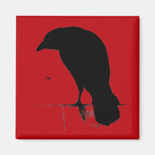Aimant Raven vintage sur le modèle rouge sang