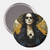 Aimant Raven Witch 3 Imaginaire Horreur Goth Gothique (Recto/Verso)