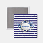 Aimant rayé bleu de Noël (Recto/Verso)