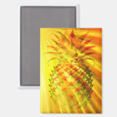 Aimant Rayons dorés traversant un gros ananas (Recto/Verso)