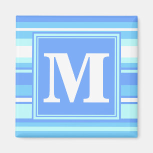 Aimant Rayures bleu ciel Monogram