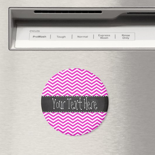 Aimant Rayures Chevron Magenta Chaud; Aspect Rétro Tablea (In Situ (Lave-vaisselle))