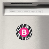 Aimant Rayures Classiques de Zèbre Monogramme Rose Clair (In Situ (Lave-vaisselle))