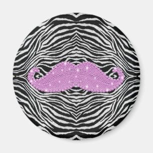 Aimant Rayures de zèbre et moustache rose de Bling