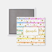 Aimant Rayures et étoiles girly (Recto/Verso)