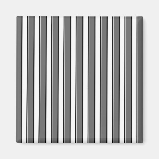 Aimant Rayures grises et noires sur fond blanc (Devant)