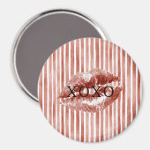 Aimant Rayures Lèvres Rouges Baiser XOXO (Recto/Verso)