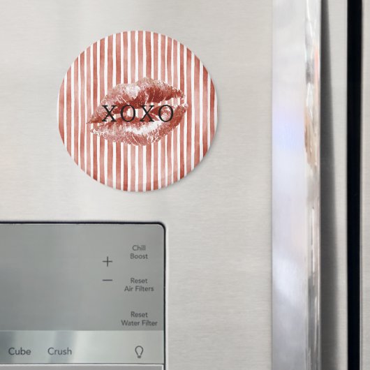Aimant Rayures Lèvres Rouges Baiser XOXO (In situ (réfrigérateur))