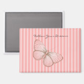 Aimant Rayures roses avec papillon (Recto/Verso)