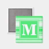 Aimant Rayures vert printemps Monogram (Recto/Verso)