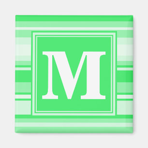 Aimant Rayures vert printemps Monogram