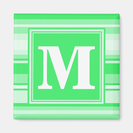 Aimant Rayures vert printemps Monogram (Devant)