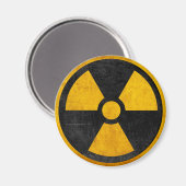 Aimant Réacteur nucléaire radioactif jaune et noir (Recto/Verso)