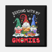 Aimant Reading With My Gnomies Christmas Funny Gnomes Rea (Devant)