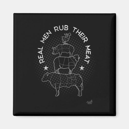 Aimant Real Men Rub Their Meat Bbq Smoker Master (Devant)