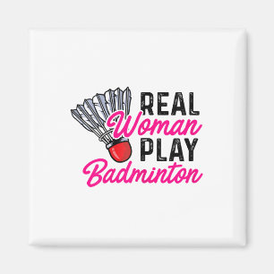 Aimant Real Woman Play Badminton Badminton Player Shuttle