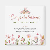 Aimant Realtor Félicitations Fleurs Personnalisées (Devant)