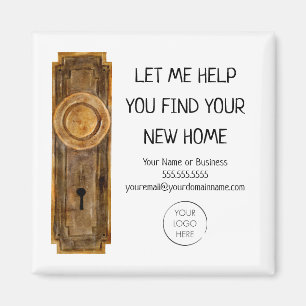 Aimant Realtor Marketing Contact Vieux Vintage Door Knob